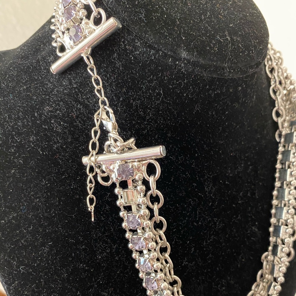 Nordstrom Silver Rhinestone Statement Necklace - image 2